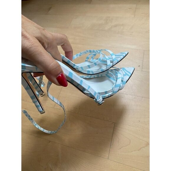 BLACK suede Studio heels BNWT "Kris" pool zebra blue white women  NEW - Picture 6 of 7